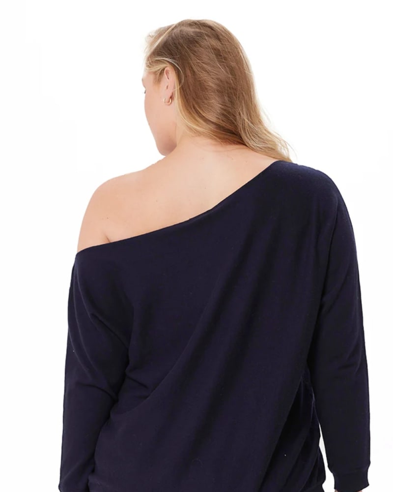 Navy blue off the shoulder sweater new arrivals